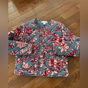 Rachel Zoe Red and Gray Floral Puffer Jacket